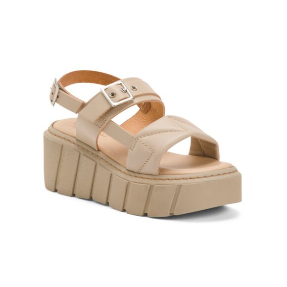 CARLO PERA White Made In Italy Leather Dual Band Sandals With Buckle - Picture 1 of 2